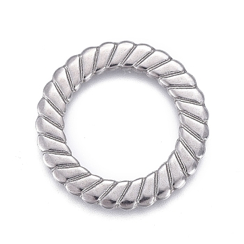304 Stainless Steel Linking Rings, Laser Cut, Textured, Round Ring, Stainless Steel Color, 18x1mm, Inner Diameter: 12mm