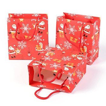 Christmas Themed Paper Bags, Rectangle, for Jewelry Storage, Christmas Themed Pattern, 15x14x0.45cm