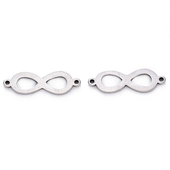 201 Stainless Steel Links, Laser Cut, Infinity, Stainless Steel Color, 7x22x1mm, Hole: 1mm