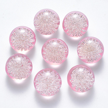 Transparent Acrylic Cabochons, Flat Back, with Iron Wire inside, Round, Silver Color Plated, Plum, 20x17.5mm, bottom: 12mm
