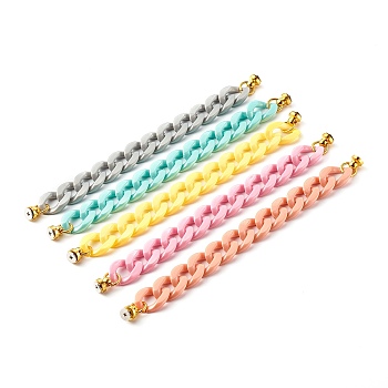 Acrylic Curb Chain Phone Case Chain, Anti-Slip Phone Finger Strap, Phone Grip Holder for DIY Phone Case Decoration, Golden, Mixed Color, 18.5cm