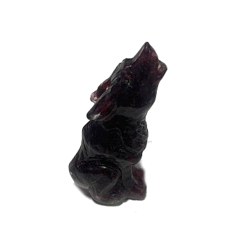 Resin Wolf Display Decoration, with Natural Garnet Chips Inside for Home Office Desk Decoration, 15x25x50mm