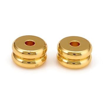 Long-Lasting Plated Brass Spacer Beads, Groove Beads, Flat Round, Golden, 7x4mm, Hole: 1.8mm