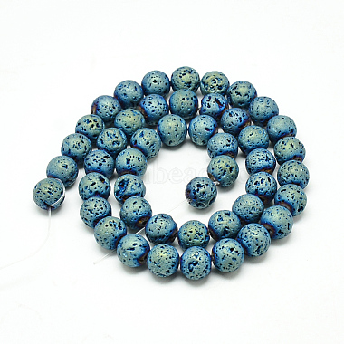 Electroplate Natural Lava Rock Beads Strands(X-G-T058-03C-6MM)-2