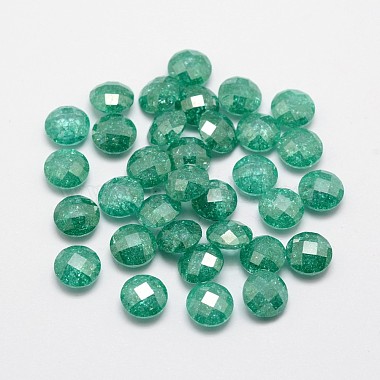 5mm LightSeaGreen Flat Round Cubic Zirconia Cabochons