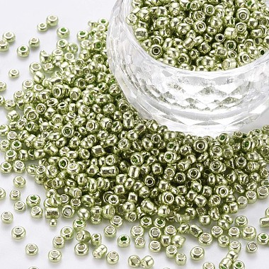 Olive Drab Round Glass Beads