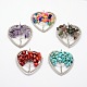 Tree of Life Natural & Synthetic Mixed Stone Bead Brass Wire Wrapped Heart Big Pendants(KK-L136-04-NR)-1