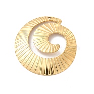 Ion Plating(IP) 304 Stainless Steel Pendants, Spiral Charm, Real 18K Gold Plated, 38.5x36x3mm, Hole: 1.6mm(STAS-B032-15G)