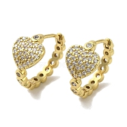 Rack Plating Brass Micro Pave Cubic Zirconia Clip-on Earrings, Long-Lasting Plated, Lead Free & Cadmium Free, Heart, Real 18K Gold Plated, 17.5x9.5mm(EJEW-R162-44G)