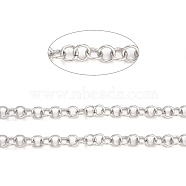 304 Stainless Steel Rolo Chains, Belcher Chains, Unwelded, with Spool, Stainless Steel Color, 6x1mm, about 32.8 Feet(10m)/roll(CHS-F011-08C-P)