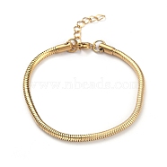 Ion Plating(IP) 304 Stainless Steel Round Snake Chain Bracelets, with Lobster Claw Clasps, Golden, 7-3/4 inch(19.7cm)(BJEW-O186-08A-G)