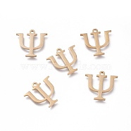 304 Stainless Steel Charms, Greek Alphabet, Golden, Letter.Y, 14x14.5x1mm, Hole: 1.2mm(STAS-K215-11G)