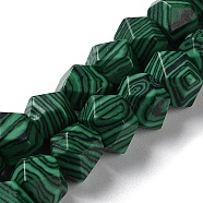 Synthetic Malachite Dyed Star Cut Round Beads Strands, Faceted, 7~8.5x7~8.5x7~8.5mm, Hole: 1.2mm, about 25~26pcs/strand, 8.39''~8.62''(21.3~21.9cm)(G-M418-C13-01)