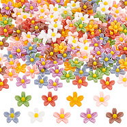 Elite 180Pcs 9 Colors Flower Opaque Resin Cabochons, for Jewelry Making, Mixed Color, 7x7.5x2mm, 20pcs/color(FIND-PH0008-95)