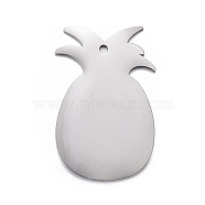 304 Stainless Steel Pendants, Stamping Blank Tag, Pineapple, Stainless Steel Color, 23x15x1mm, Hole: 1.2mm(STAS-F254-04A-P)