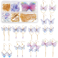 DIY Earring Making Kit, Including Glass Beads & Charms, Brass Earring Hooks, Eye Pins, Flat Head Pins & Jump Rings, Polyester Decorations, Iron Bar Links, 304 Stainless Steel Pendants,, Mixed Color, 24x30mm(DIY-SC0017-92)