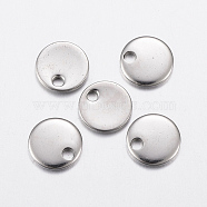 304 Stainless Steel Charms, Flat Round, Stamping Blank Tag, Stainless Steel Color, 7x1mm, Hole: 1mm(STAS-L200-68B)