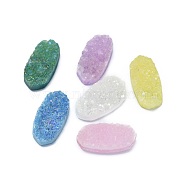 Natural Druzy Quartz Cabochons, Dyed, Oval, Mixed Color, 13.5~14x6.5x3.5~4.5mm(G-G791-02)