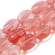 Cherry Quartz Glass Beads Strands, Flat Oval, 10x8x5.5mm, Hole: 0.8mm, about 39pcs/strand, 15.47''(39.3cm)(G-M420-D07-01)