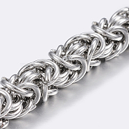 304 Stainless Steel Byzantine Chain, Unwelded, Stainless Steel Color, 7x7mm(STAS-P197-066P)