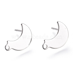304 Stainless Steel Stud Earring Findings, Moon, Stainless Steel Color, 14.5x9.5x0.8mm, Hole: 1.4mm, Pin: 0.8mm(X-STAS-K212-03P)