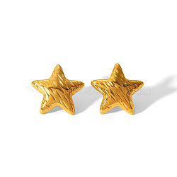 Fashion Star Stud Earrings, Stainless Steel Jewelry for Women, Golden, 22x23mm(BT2572-2)