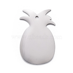 304 Stainless Steel Pendants, Stamping Blank Tag, Pineapple, Stainless Steel Color, 23x15x1mm, Hole: 1.2mm(STAS-F254-04A-P)