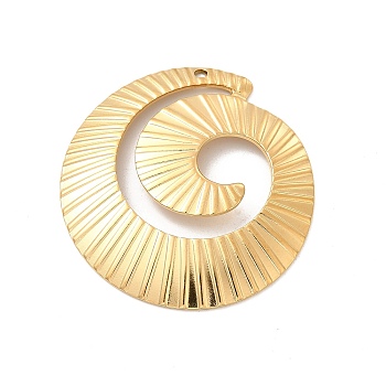Ion Plating(IP) 304 Stainless Steel Pendants, Spiral Charm, Real 18K Gold Plated, 38.5x36x3mm, Hole: 1.6mm