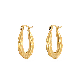 Titanium Steel Hoop Earrings, Golden, 26x21mm