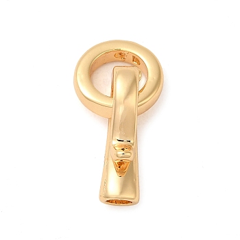 Brass Fold Over Clasps, Ring, Real 18K Gold Plated, Ring: 9x2mm, Hole: 0.9mm; Clasps: 14x7x4mm, Inner Diameter: 2.5x2mm