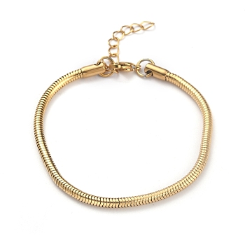 Ion Plating(IP) 304 Stainless Steel Round Snake Chain Bracelets, with Lobster Claw Clasps, Golden, 7-3/4 inch(19.7cm)