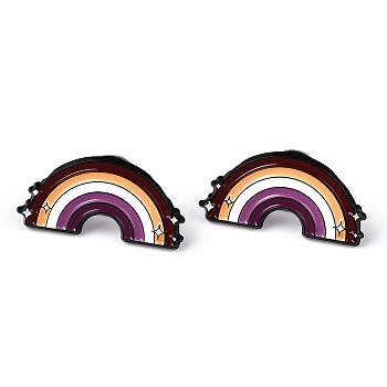 Lesbian Pride Rainbow Theme Enamel Pins, Black Zinc Alloy Brooch for Women, Rainbow, 14.7x30x1.5mm