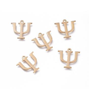 304 Stainless Steel Charms, Greek Alphabet, Golden, Letter.Y, 14x14.5x1mm, Hole: 1.2mm
