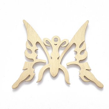 Aluminium Pendants, Laser Cut Pendants, Butterfly, Golden, 48x46x1mm, Hole: 3mm