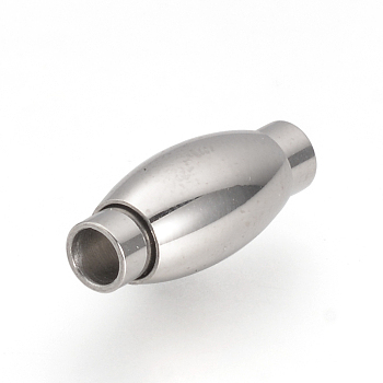304 Stainless Steel Magnetic Clasps, Oval, Stainless Steel Color, 16.5x6.5mm, Hole: 3mm