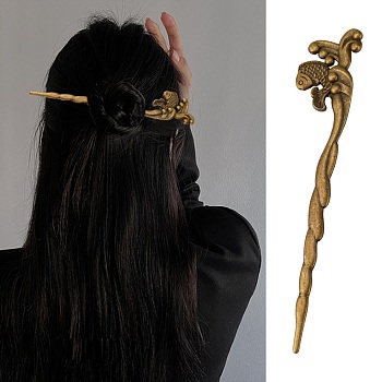 Tibetan Style Hair Accessories Alloy Hair Stick Findings, Cadmium Free & Nickel Free & Lead Free, Antique Bronze, 128x23x5mm, about 76pcs/1000g