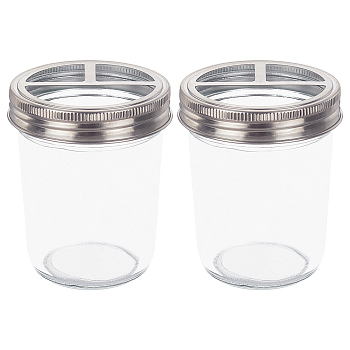 BENECREAT Tooth Glass, with Stainless Steel Bottle Caps, Column, Clear, 86x110mm, 4pcs/box
