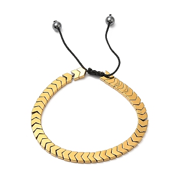 Synthetic Non-magnetic Hematite Arrow Braided Bead Bracelets, Golden, Inner Diameter: 2-1/2~3-7/8 inch(6.4~9.8cm)