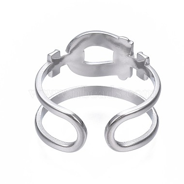304 Stainless Steel Oval Open Cuff Ring(RJEW-T023-25P)-2