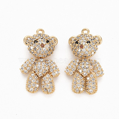 Real 18K Gold Plated Clear Bear Brass+Cubic Zirconia Pendants