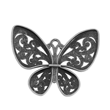 Tibetan Style Alloy Filigree Butterfly Pendants(TIBEP-S282-AS-LF)-2