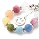 Natural Mixed Gemstone Braided Teardrop Dangle Earrings with 201 Stainless Steel Smiling Face Charms(EJEW-JE04951-01)-6