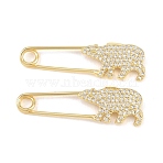 Brass Micro Pave Cubic Zirconia Pendants, Paper Clip with Polar Bear Charms, Long-Lasting Plated, Rack Plating, Lead Free & Cadmium Free, Real 18K Gold Plated, 10x33x4mm, Hole: 3mm(KK-C162-049G)