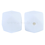 Hexagon Silicone Beads, White, 17x17mm(FIND-SZC0014-128)