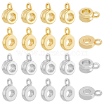40Pcs 4 Style Brass Tube Bails, Loop Bails, Ring Bail Beads, Long-Lasting Plated, Platinum & Golden, 9.5~11x6.5~8x3~4mm, Hole: 2mm, Inner Diameter: 3~3.5mm, 10pcs/style(KK-FH0005-87)
