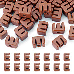 Opaque Acrylic European Beads, Saddle Brown, Large Hole Bead, Letter E, 20x16x14mm, Hole: 6mm(OACR-TAC0019-006E)