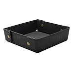 PU Leather Storage Trays, Cosmetics Jewelry Organizer, with Alloy Snap Buttons, Antique Bronze, Square, Black, 19.6x19.6x5cm(ODIS-WH20013-03A-02)