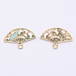 Alloy Enamel Pendants, Jewelry Pendants, Fan, Colorful, Light Gold, 17x24x1mm, Hole: 2mm(PALLOY-WH0081-10B)