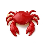 Alloy Enamel Pendants, Golden, Crab, 49.5x61x7mm, Hole: 4mm(X-FIND-I053-01G-01)