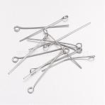 Tarnish Resistant 304 Stainless Steel Eye Pin, Stainless Steel Color, 30mm, Hole: 2mm, Pin: 0.7mm(STAS-R045-30mm)